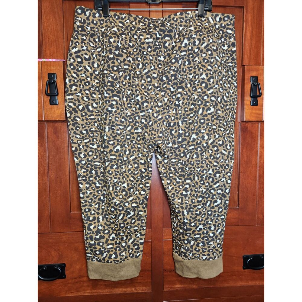 LOGO by Lori Goldstein Leopard Print Pants Cuffed & Cropped Women's Size 1X - Picture 2 of 7